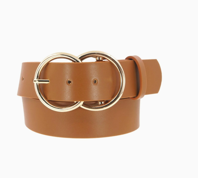 Thick Double Ring Belt - Tan