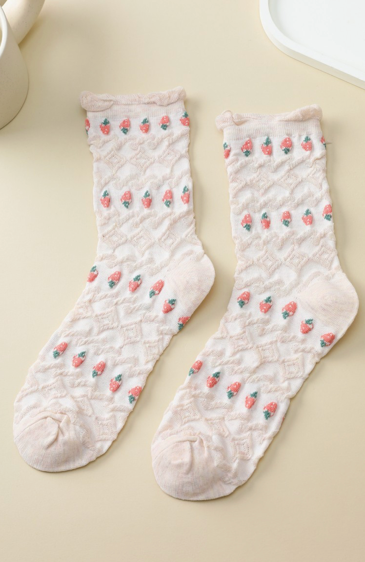Strawberry Fields Socks - Cream